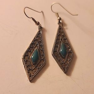 Jade and Metal Earrings